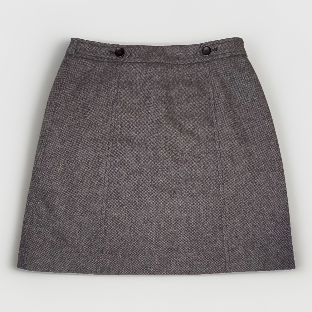 LOFT Gray Wool Blend Mini Skirt Womens Size 2 Pockets Lined Career  17" Length